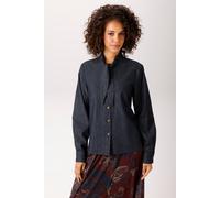 Jeansbluse ANISTON CASUAL, Damen, Gr. 36, blau (dunkelblau), Denim/Jeans, Obermaterial: 100% Baumwolle, leichte Abriebeffekte, unifarben, figurumspielend hüftlang, Rundhals, 1-Knopf-Manschette, Blusen