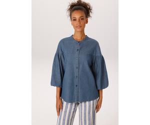 Jeansbluse ANISTON CASUAL, Damen, Gr. 38, blau (dunkelblau), Denim/Jeans, Obermaterial: 100% Baumwolle, Abriebeffekte, oversize hüftbedeckend, Rundhals, weit, Blusen Jeansbluse, mit 3/4-langen Arm in