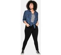 Jeansbluse SHEEGO, Damen, Gr. 46, blau (blau denim), 100% Baumwolle, unifarben, V-Ausschnitt, Blusen Jeansbluse (19542348-46) blau denim