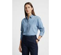 Jeansbluse CALVIN KLEIN JEANS "OVERSIZED SHIRT VINTAGE BELL", Damen, Gr. S (38), vintage bell, Denim/Jeans, Obermaterial: 100% Baumwolle, unifarben, oversize normal, Rundhals, eingesetzt angesetztes B