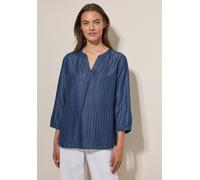 Jeansbluse CECIL, Damen, Gr. S (38), blau (mid blau wash), Jeans, 100% Lyocell, gestreift, gerade normal, Rundhals, Bündchen, Blusen, mit 3/4 Ärmeln (69896964-S) mid blau wash