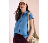 Jeansbluse CECIL, Damen, Gr. XL (44), mid blau wash, Jeans, 76% Lyocell, 24% Baumwolle, unifarben, klassisch normal, V-Ausschnitt, Bündchen, Blusen Jeansbluse, mit Knopfleiste, Topseller (30086713-XL)