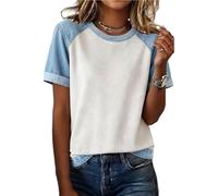 Jeansbluse Damen Kurzarm T Shirt Sommer Blusenshirt Freizeit Bluse Lässig Baseball Tshirt Oberteile Blusen Elegant Damenblusen Leichte Sweatshirt Kleidung Frauen Top