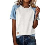 Jeansbluse Damen Kurzarm T Shirt Sommer Blusenshirt Freizeit Bluse Lässig Baseball Tshirt Oberteile Blusen Elegant Damenblusen Leichte Sweatshirt Kleidung Frauen Top