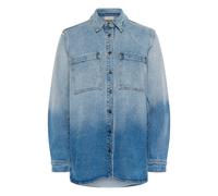 Jeansbluse KAFFE "Jeanshemd KAmiala", Damen, Gr. 36, blau (light blau denim ombre), Obermaterial: 98% Baumwolle CO. 2% Elasthan EL., Blusen Jeansbluse (91883102-36) light blau denim ombre