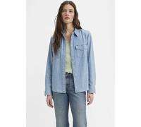 Jeansbluse LEVI'S "ESSENTIAL WESTERN", Damen, Gr. L (40), blau (old 517 blau), Denim/Jeans, Obermaterial: 100% Baumwolle, Basic, figurbetont hüftbedeckend, eckige 1-Knopf-Manschette mit Schlitz, Bluse
