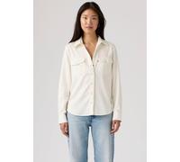 Jeansbluse LEVI'S "ESSENTIAL WESTERN", Damen, Gr. S (36), weiß (to do list), Denim/Jeans, Obermaterial: 60% Lyocell, 40% Baumwolle, Basic, figurbetont hüftbedeckend, eckige 1-Knopf-Manschette mit Schl