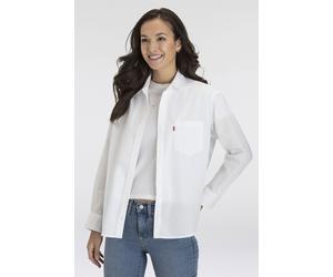 Jeansbluse LEVI'S "HARLIE BOYFRIEND SHIRT", Damen, Gr. L (40), weiß (hellweiß), Web, Obermaterial: 100% Baumwolle, unifarben, relaxed fit Po-bedeckend, 2-Knopf-Manschette, Blusen Jeansbluse, mit Brust