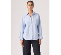 Jeansbluse LEVI'S "HARLIE BOYFRIEND SHIRT", Damen, Gr. M (38), amari stripe chambray blau 1 poplin, Web, Obermaterial: 100% Baumwolle, relaxed fit Po-bedeckend, 2-Knopf-Manschette, Blusen Jeansbluse,