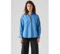 Jeansbluse LEVI'S "HARLIE BOYFRIEND SHIRT", Damen, Gr. M (38), telma stripe parisian blau poplin, Web, Obermaterial: 100% Baumwolle, relaxed fit Po-bedeckend, 2-Knopf-Manschette, Blusen Jeansbluse, mi