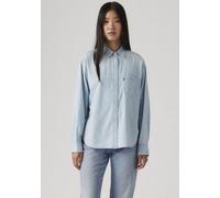 Jeansbluse LEVI'S "HARLIE BOYFRIEND SHIRT", Damen, Gr. XS (34), blau (honestly happy 2), Web, Obermaterial: 100% Baumwolle, unifarben, relaxed fit Po-bedeckend, 2-Knopf-Manschette, Blusen Jeansbluse,
