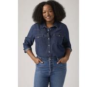 Jeansbluse LEVI'S PLUS "PL ULTIMATE WESTERN T3", Damen, Gr. 4XL (54), blau (smokin hot), Web, Obermaterial: 100% Baumwolle, unifarben, regular fit normal, ohne Ausschnitt, Manschette, Blusen Jeansblus