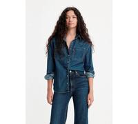 Jeansbluse LEVI'S "TEODORA WESTERN SHIRT", Damen, Gr. S (36), blau (dunkelblau), Web, Obermaterial: 60% Lyocell, 40% Baumwolle, hüftbedeckend, Blusen Jeansbluse, mit Druckknöpfen (60228020-S) dunkelbl
