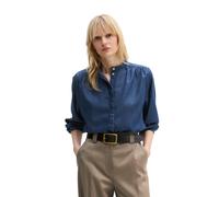 Jeansbluse MARC O'POLO "aus Leinen-Mix", Damen, Gr. 32, dunkelblau, Obermaterial: 64% Lyocell, 36% Baumwolle, unifarben, loose fit normal, Manschette, Blusen Jeansbluse (58040641-32) dunkelblau