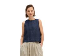 Jeansbluse MARC O'POLO "aus Organic-Cotton-Leinen-Mix", Damen, Gr. M, blau (dunkelblau), Obermaterial: 67% Baumwolle, 33% Leinen, unifarben, regular fit normal, Blusen Jeansbluse (88998050-M) dunkelbl