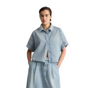 Jeansbluse MARC O'POLO DENIM "aus reiner Baumwolle", Damen, Gr. XS, light blau, Obermaterial: 100% Baumwolle, unifarben, regular fit bauchfrei, normaler Saum, Blusen Jeansbluse (94258817-XS) light bla