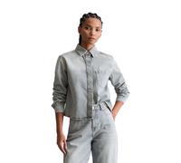 Jeansbluse MARC O'POLO DENIM "aus Rigid Denim", Damen, Gr. L, light grau, Obermaterial: 100% Baumwolle, unifarben, bauchfrei, Manschette, Blusen Jeansbluse (13357851-L) light grau