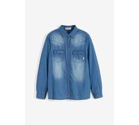 Jeansbluse mit Druckknöpfen, Langarm 50