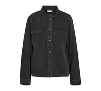 Jeansbluse NOISY MAY "NMNEW SIGNE L/S DENIM SHIRT VI001BL NOOS", Damen, Gr. XS, schwarz (schwarz denim), Denim/Jeans, Obermaterial: 100% Baumwolle, unifarben, hüftlang, Blusen Jeansbluse (23014929-XS)
