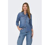 ONLY Damen Jeans-Bluse Jeanshemd ONLAlexa Damenbluse in Denim-Optik 15315185 Medium Blue Denim L