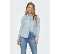 Jeansbluse ONLY "ONLALEXA L/S DNM SHIRT FS NOOS", Damen, Gr. XL, light blau denim, Web, Obermaterial: 100% Baumwolle, unifarben, regular fit, Blusen Jeansbluse (13190858-XL)