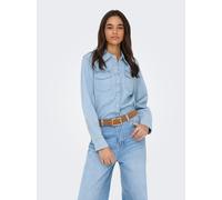 Jeansbluse ONLY "ONLCHARLIZE LS DNM SHIRT AKM NOOS", Damen, Gr. L, light blau denim, Denim/Jeans, Obermaterial: 100% Baumwolle, unifarben, regular fit hüftbedeckend, Blusen Jeansbluse, mit Brusttasche