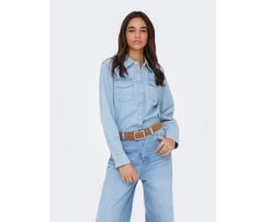 Jeansbluse ONLY "ONLCHARLIZE LS DNM SHIRT AKM NOOS", Damen, Gr. S, light blau denim, Denim/Jeans, Obermaterial: 100% Baumwolle, unifarben, regular fit hüftbedeckend, Blusen Jeansbluse, mit Brusttasche