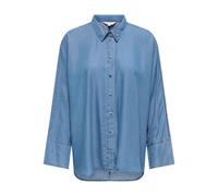 Jeansbluse ONLY "ONLGRACE-CHARIS LIFE L/S SHIRT WVN CS FR", Damen, Gr. L, medium blau denim detail:without emb, Web, Obermaterial: 100% Lyocell, unifarben, Po-bedeckend, Manschette, Blusen Jeansbluse,
