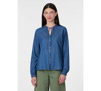 Jeansbluse RAGWEAR "ARIELA DENIM", Damen, Gr. S, blau, Web, Obermaterial: 60% Baumwolle, 40% Viskose, unifarben, washed, normal, Rundhals, Blusen Jeansbluse, Baumwoll-Viskosemix mit Knopfleiste und an