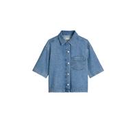 Jeansbluse MARC O'POLO "aus Lyocell-Leinen-Baumwolle-Mix", Damen, Gr. XL, light blau, Obermaterial: 61% Lyocell, 20% Leinen, 19% Baumwolle, unifarben, loose fit normal, normaler Saum, Blusen Jeansblus