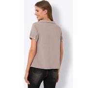 Kurzarmbluse HEINE, Damen, Gr. 50, beige (sesam), 98% Baumwolle, 2% Elasthan, unifarben, Rundhals, Blusen (97550315-50) sesam