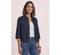 Jeansbluse STREET ONE, Damen, Gr. 46, rinse soft washed, Jeans, 72% Baumwolle, 27% Polyester, 1% Elasthan, unifarben, normal normal, V-Ausschnitt, abgesteppt, Blusen Jeansbluse, im Denim-Style (408517