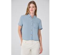 Jeansbluse STREET ONE STUDIO, Damen, Gr. 42, blau (soft light blau wash), Jeans, 100% Lyocell, unifarben, normal normal, V-Ausschnitt, abgesteppt, Blusen Jeansbluse, im Denim-Style (75027738-42) soft
