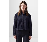 Jeansbluse STREET ONE STUDIO, Damen, Gr. 46, blau (rinse washed), Jeans, 100% Baumwolle, unifarben, gerade kurz, V-Ausschnitt, Bündchen, Blusen, mit Brusttasche (27520022-46) rinse washed