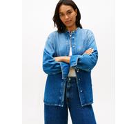 Jeansbluse TOMMY HILFIGER "DNM GLOW STAND-COLLAR SHIRT LS", Damen, Gr. 42, glow, Denim/Jeans, Obermaterial: 78% Baumwolle, 22% Lyocell, unifarben, hüftbedeckend, Rundhals, Blusen Jeansbluse (51836551-