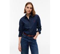 Jeansbluse TOMMY HILFIGER "RELAXED SHIRT MYF", Damen, Gr. XL (46), blau (myf), Web, Obermaterial: 100% Baumwolle, unifarben, relaxed fit normal, Manschette, Blusen Jeansbluse, Baumwolle, relaxed fit (