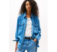 Jeansbluse TOMMY JEANS "LS RELAXED DENIM SHIRT EXT", Damen, Gr. S (36), blau (denim medium), Denim/Jeans, Obermaterial: 100% Baumwolle, unifarben, Blusen Jeansbluse (65445833-S) denim medium