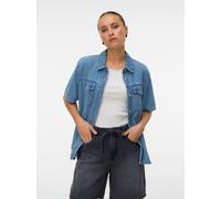 Jeansbluse VERO MODA "VMSIGGA SS CLR DENIM SHIRT", Damen, Gr. S, light blau denim, Denim/Jeans, Obermaterial: 90% Baumwolle, 10% Viskose, unifarben, regular fit normal, Blusen Jeansbluse, Baumwollmisc