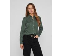 Jeansbluse VILA "VIBISTA DENIM SHIRT/SU-NOOS", Damen, Gr. S (36), duck grün, Web, Obermaterial: 70% Lyocell, 30% Baumwolle, unifarben, regular fit hüftlang, Blusen Jeansbluse (10092422-S) duck grün