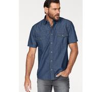 Jeanshemd ARIZONA, Herren, Gr. 37/38 (S), N-Gr, blau (blau stone), Jeans, Obermaterial: 100% Baumwolle, unifarben, Basic, normal normal, Hemden Jeanshemd, Kurzarm im Western Stil, Topseller (608688-37