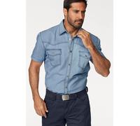 Jeanshemd ARIZONA, Herren, Gr. 51/52 (5XL), N-Gr, blau (bl. bleached), Jeans, Obermaterial: 100% Baumwolle, unifarben, Basic, normal normal, Hemden Jeanshemd, Kurzarm im Western Stil (609678-51) bl. b