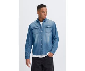 Jeanshemd BLEND "BHDargo", Herren, Gr. S, US-Größen, denim middle blau, Denim/Jeans, 100% Baumwolle, unifarben, Basic, Basic normal, ohne Ausschnitt, mit Knopf, Hemden Jeanshemd, Modernes Langarmhemd