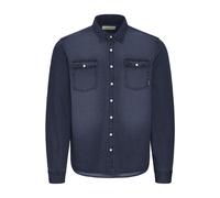 Jeanshemd BLEND "BHDARGO", Herren, Gr. 3XL, US-Größen, denim unwashed blau, Denim/Jeans, 100% Baumwolle, unifarben, Basic, Basic normal, ohne Ausschnitt, mit Knopf, Hemden Jeanshemd, Modernes Langarmh