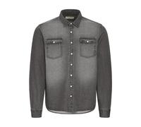 Jeanshemd BLEND "BHDARGO", Herren, Gr. L, US-Größen, denim grau, Denim/Jeans, 100% Baumwolle, unifarben, Basic, Basic normal, ohne Ausschnitt, mit Knopf, Hemden Jeanshemd, Modernes Langarmhemd mit Bru