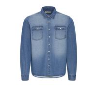 Langarmhemd BLEND "BHDARGO Shirt PP NOOS", Herren, Gr. XL, N-Gr, blau (denim middle blau), Web, Obermaterial: 100% Baumwolle, regular fit, Hemden (42144200-XL) denim middle blau