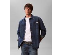 Jeanshemd CALVIN KLEIN "90S HORIZON OVERSHIRT", Herren, Gr. 3XL, N-Gr, blau (horizon), Denim/Jeans, Obermaterial: 100% Baumwolle, unifarben, regular fit normal, Rundhals, eingesetzt Manschette, Hemden