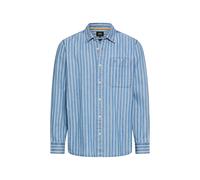 Jeanshemd CAMEL ACTIVE, Herren, Gr. M, N-Gr, tinted blau, Denim/Jeans, Obermaterial: 100% Baumwolle, gestreift, normal hüftbedeckend, Rundhals, 2-Knopf-Manschette, Hemden Jeanshemd, im Streifen-Design