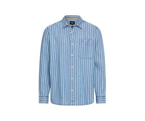 Jeanshemd CAMEL ACTIVE, Herren, Gr. M, N-Gr, tinted blau, Denim/Jeans, Obermaterial: 100% Baumwolle, gestreift, normal hüftbedeckend, Rundhals, 2-Knopf-Manschette, Hemden Jeanshemd, im Streifen-Design