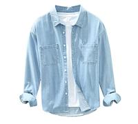 Jeanshemd Herren Jeans Hemd Denim Shirt Langarmhemd Stretch Regular Fit Freizeithemd Denimshirt Männer Cowboy-Style Freizeit Hemden XL