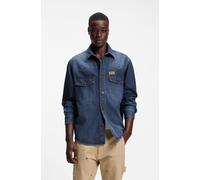 Jeanshemd HUGO BLUE "Ebant", Herren, Gr. M, N-Gr, bright blau434, Denim/Jeans, Obermaterial: 100% Baumwolle, unifarben, oversize normal, Rundhals, 1-Knopf-Manschette mit Schlitz, Hemden Jeanshemd, Ove
